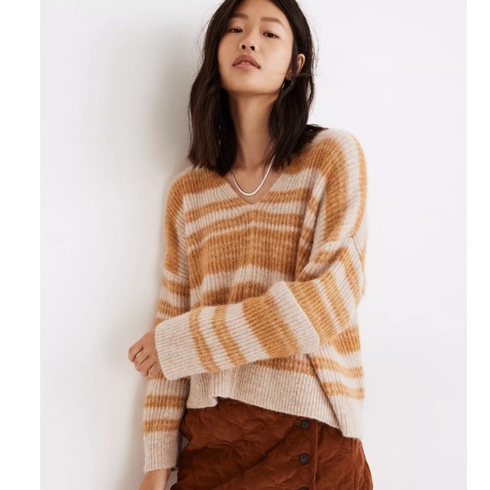 NWT Madewell Space-Dyed Staley V-Neck Pullover Sweater
